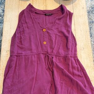 Pink Sleeveless dress with decorative buttons and tie- cinch waist